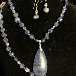 Blue Lapis and Sterling Silver Three Piece Set